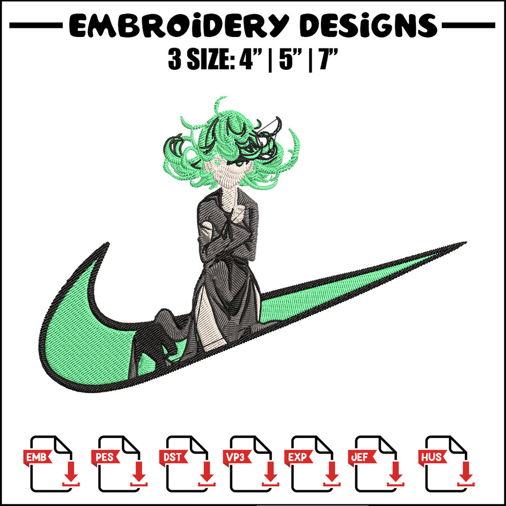 Tatsumaki nike Embroidery Design,One punch man Embroidery, Embroidery File, Nike Embroidery,Anime shirt,Digital download.jpg