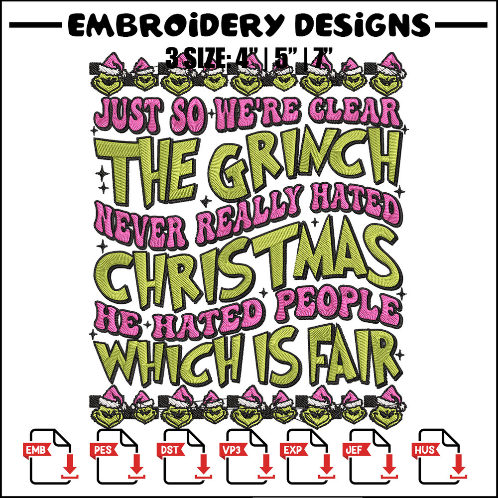 The grinch Embroidery Design, Grinch Embroidery, Embroidery File, Chrismas Embroidery, Anime shirt, Digital download.jpg