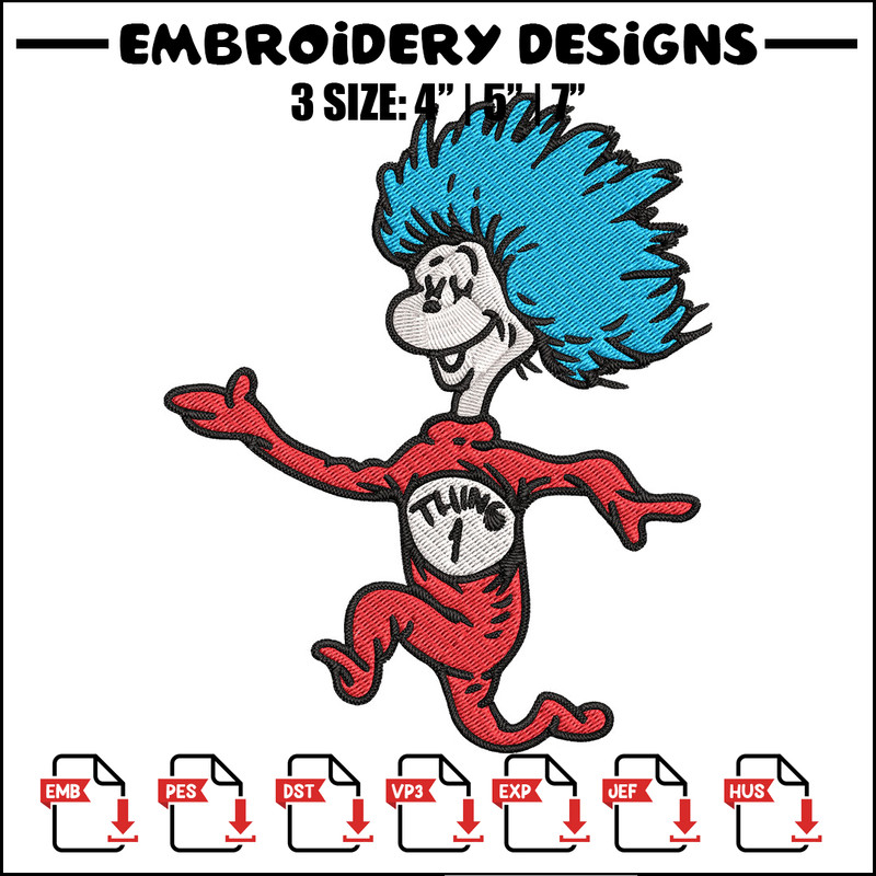 Thing 1 Embroidery Design, Dr seuss Embroidery, Embroidery File, logo shirt, Embroidery design, Digital download..jpg