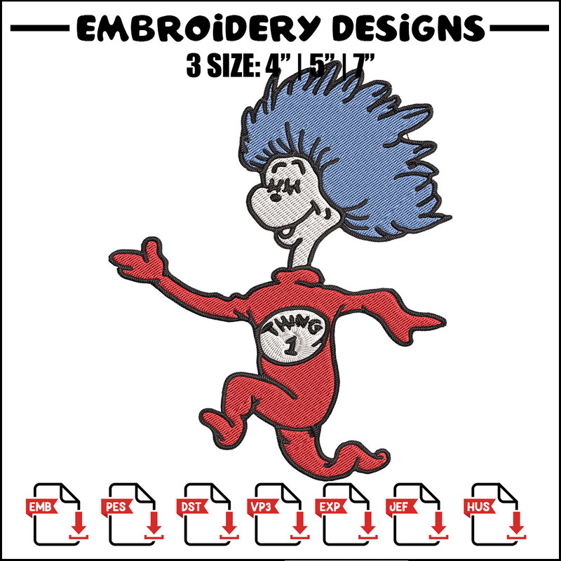 Thing 1 Embroidery Design, Dr seuss Embroidery, Embroidery File, logo shirt, Embroidery design, Digital download.jpg
