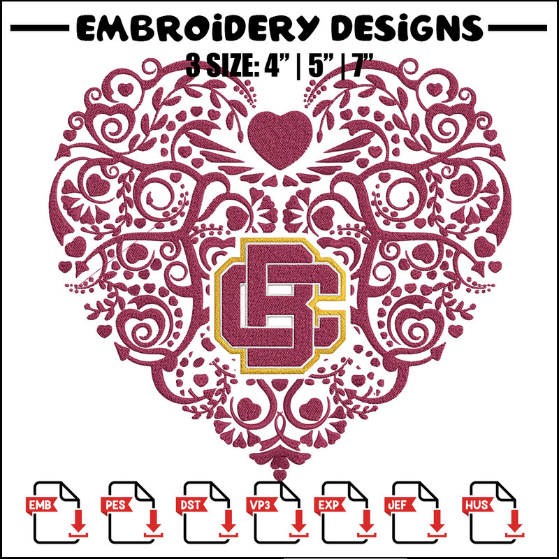 Bethune Cookman heart embroidery design, NCAA embroidery, Embroidery design, Logo sport embroidery,Sport embroidery.jpg