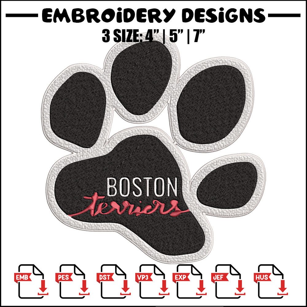 Boston Terrier logo embroidery design, NCAA embroidery,Sport embroidery, logo sport embroidery, Embroidery design.jpg