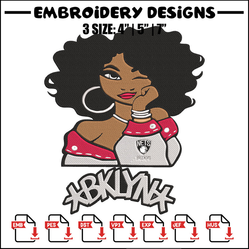 Brooklyn Nets girl embroidery design, NBA embroidery, Sport embroidery, Logo sport embroidery, Embroidery design..jpg