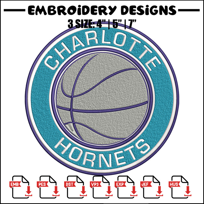 Charlotte Hornets Logo embroidery design, NBA embroidery, Sport embroidery, Embroidery design, Logo sport embroidery..jpg