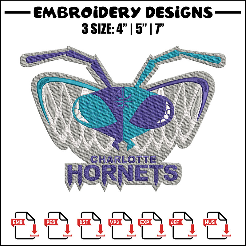 Charlotte Hornets Logo embroidery design, NBA embroidery, Sport embroidery, Embroidery design, Logo sport embroidery.jpg