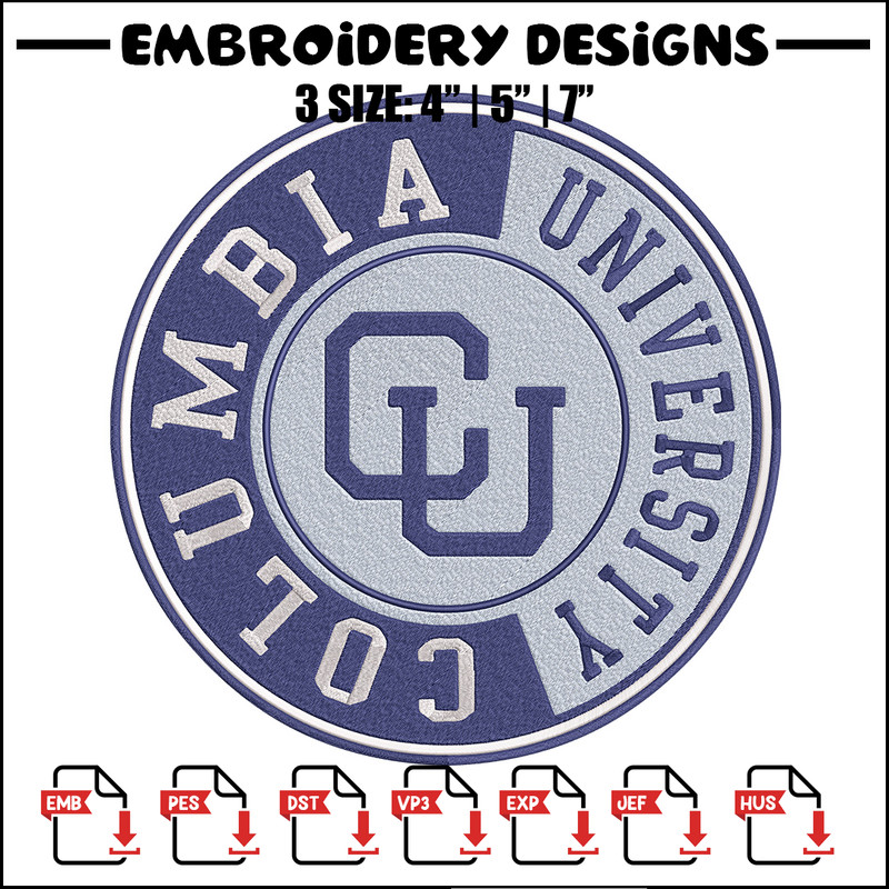Columbia University logo embroidery design, NCAA embroidery, Sport embroidery,logo sport embroidery,Embroidery design..jpg