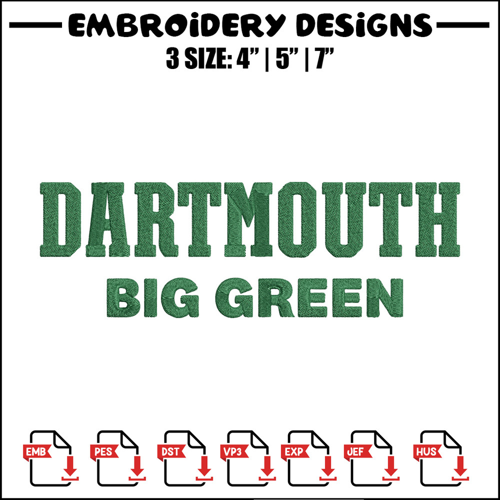 Dartmouth Big Green logo embroidery design, NCAA embroidery, Embroidery design, Logo sport embroidery, Sport embroidery.jpg