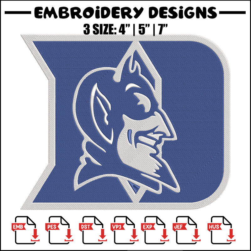 Duke University logo embroidery design, NCAA embroidery,Sport embroidery,Logo sport embroidery,Embroidery design.jpg