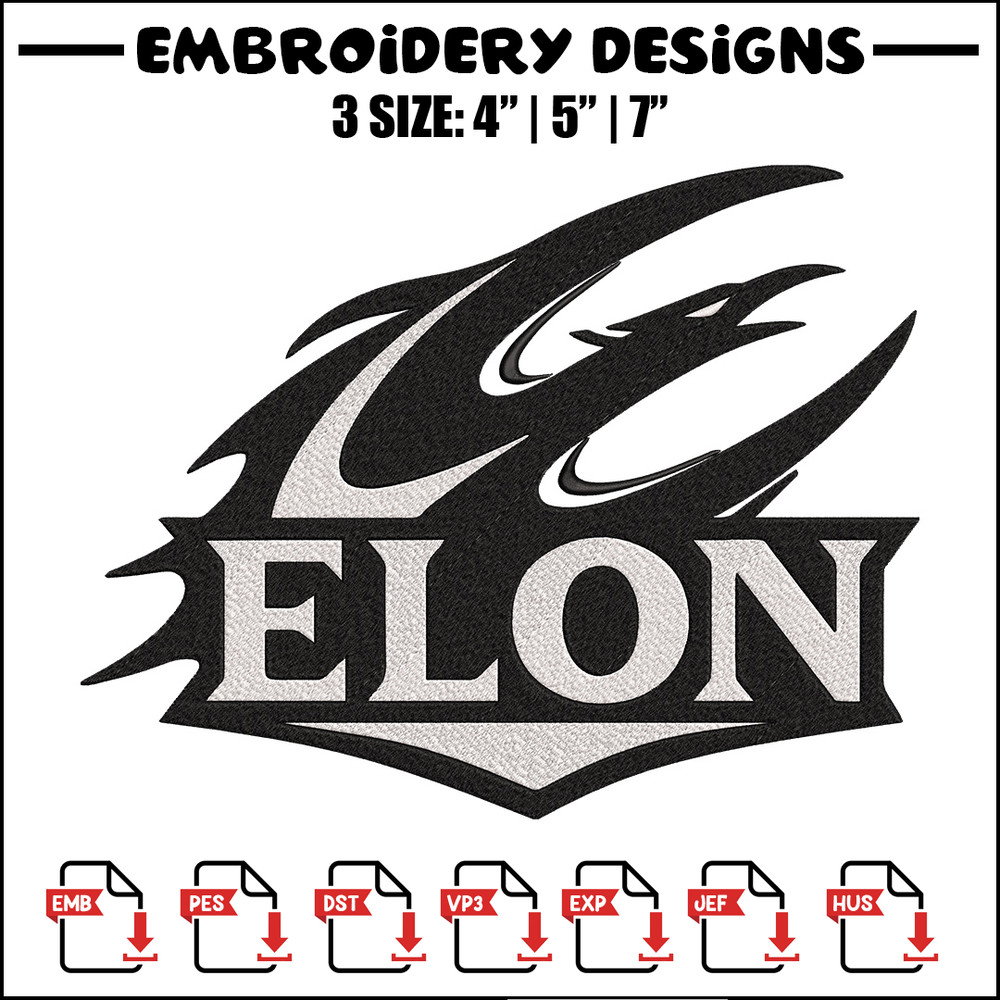 Elon Phoenix logo embroidery design,NCAA embroidery, Sport embroidery,logo sport embroidery,Embroidery design.jpg