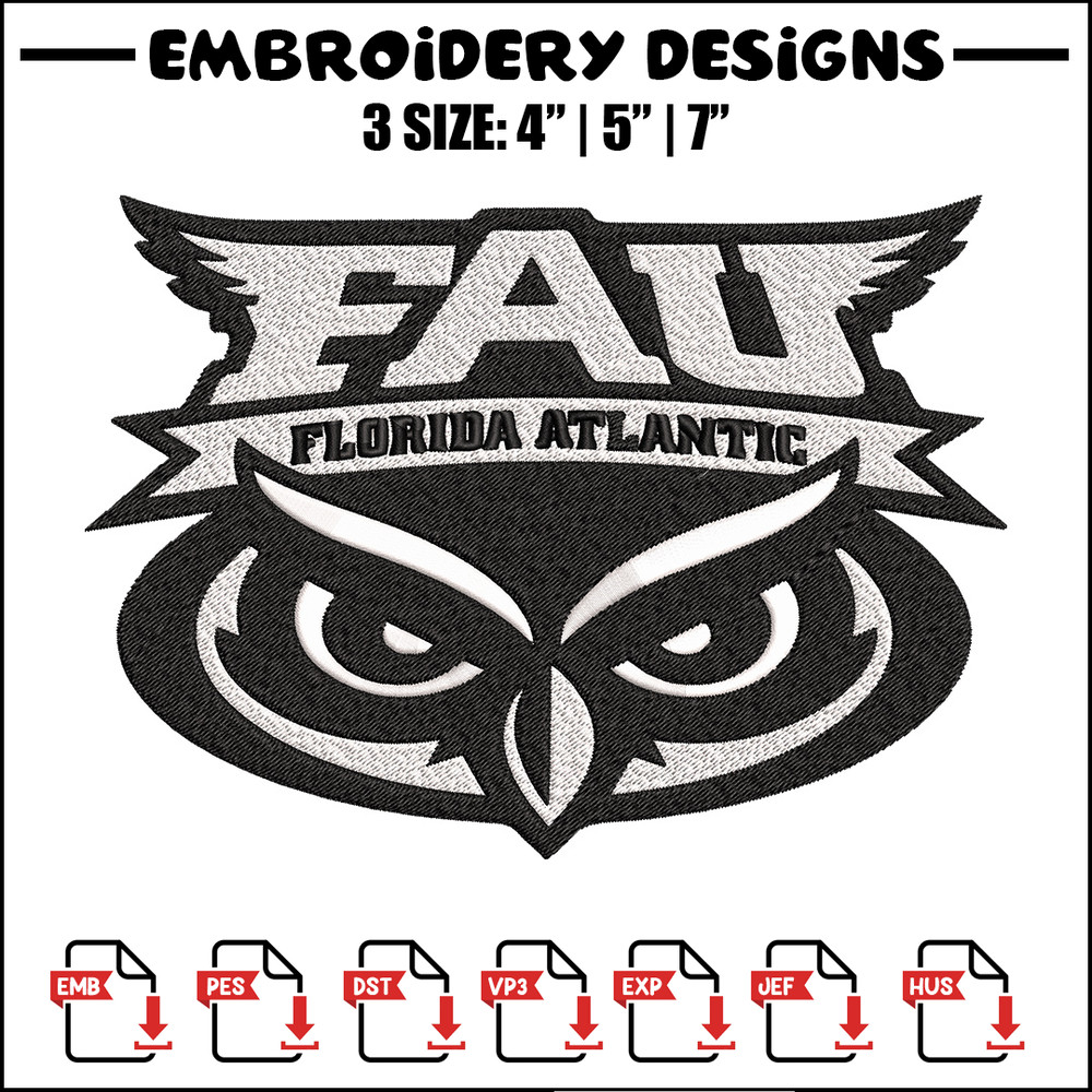 Florida Atlantic logo embroidery design, NCAA embroidery, Sport embroidery, logo sport embroidery, Embroidery design.jpg