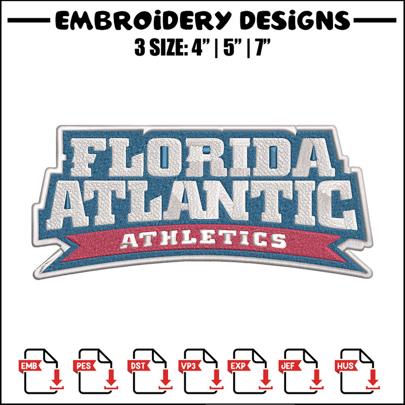 Florida Atlantic logo embroidery design,NCAA embroidery,Embroidery design,Logo sport embroidery, Sport embroidery..jpg