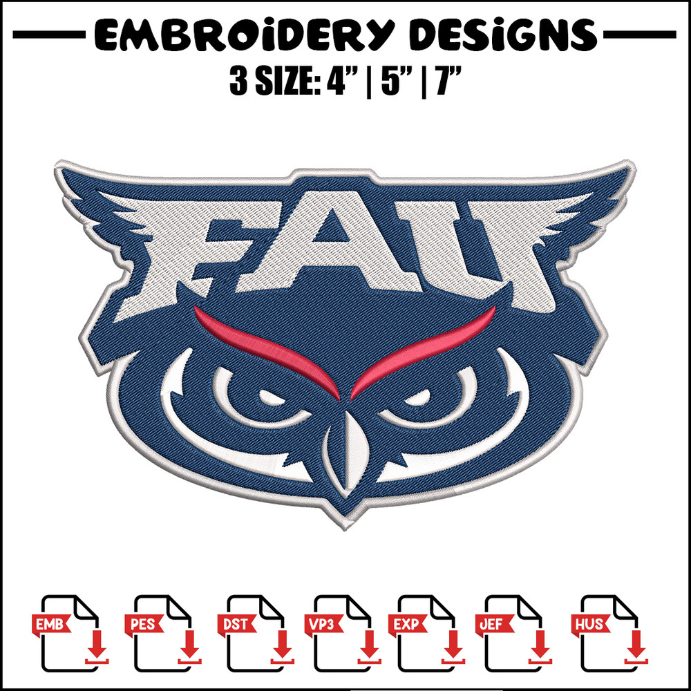 Florida Atlantic mascot embroidery design, NCAA embroidery, Sport embroidery, logo sport embroidery, Embroidery design..jpg