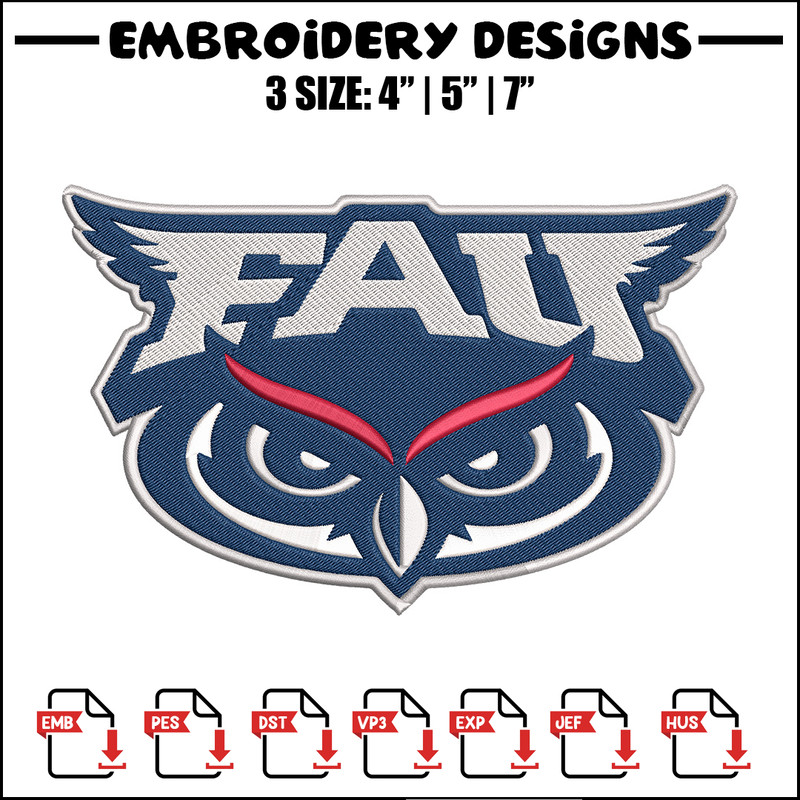 Florida Atlantic mascot embroidery design, NCAA embroidery, Sport embroidery, logo sport embroidery, Embroidery design..jpg