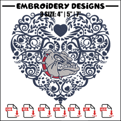 Gonzaga Bulldogs heart embroidery design,NCAA embroidery,Sport embroidery , Embroidery design, Logo sport embroidery
