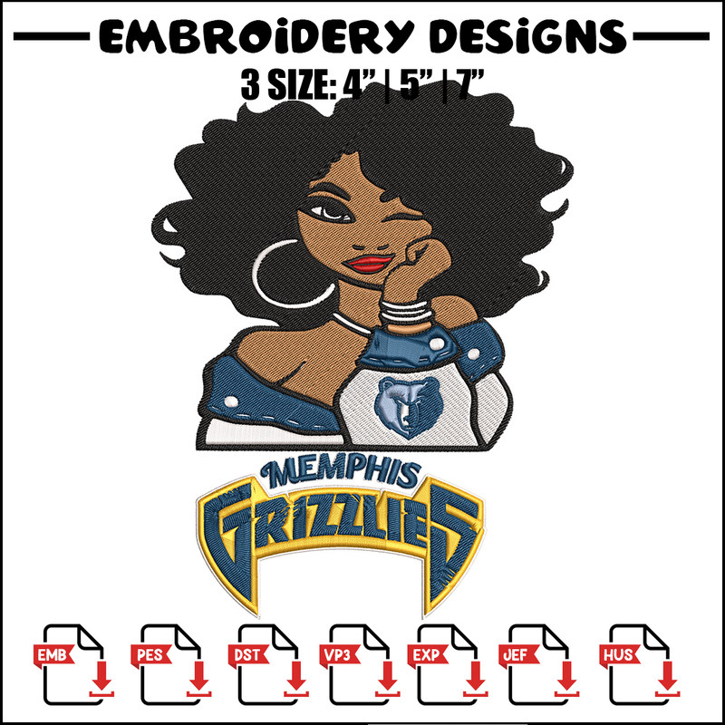 Memphis Grizzlies girl embroidery design, NBA embroidery,Sport embroidery,Embroidery design, Logo sport embroidery.jpg