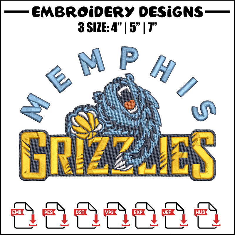 Memphis Grizzlies logo embroidery design, NBA embroidery,Sport embroidery,Embroidery design, Logo sport embroidery..jpg