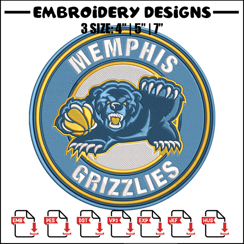 Memphis Grizzlies logo embroidery design,NBA embroidery,Sport embroidery,Embroidery design, Logo sport embroidery..jpg