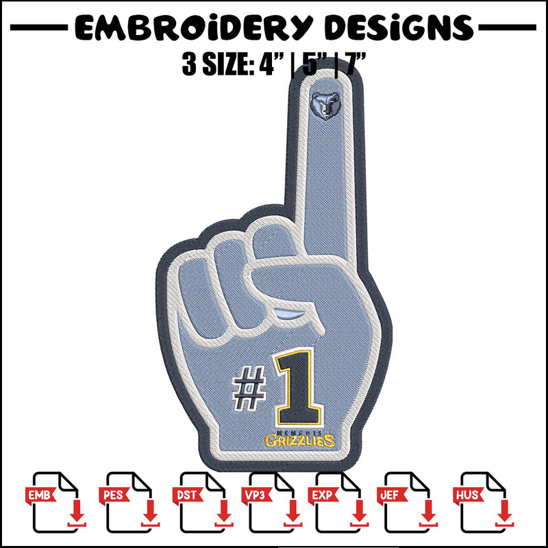 Memphis Grizzlies no 1 embroidery design,NBA embroidery,Sport embroidery,Embroidery design, Logo sport embroidery..jpg