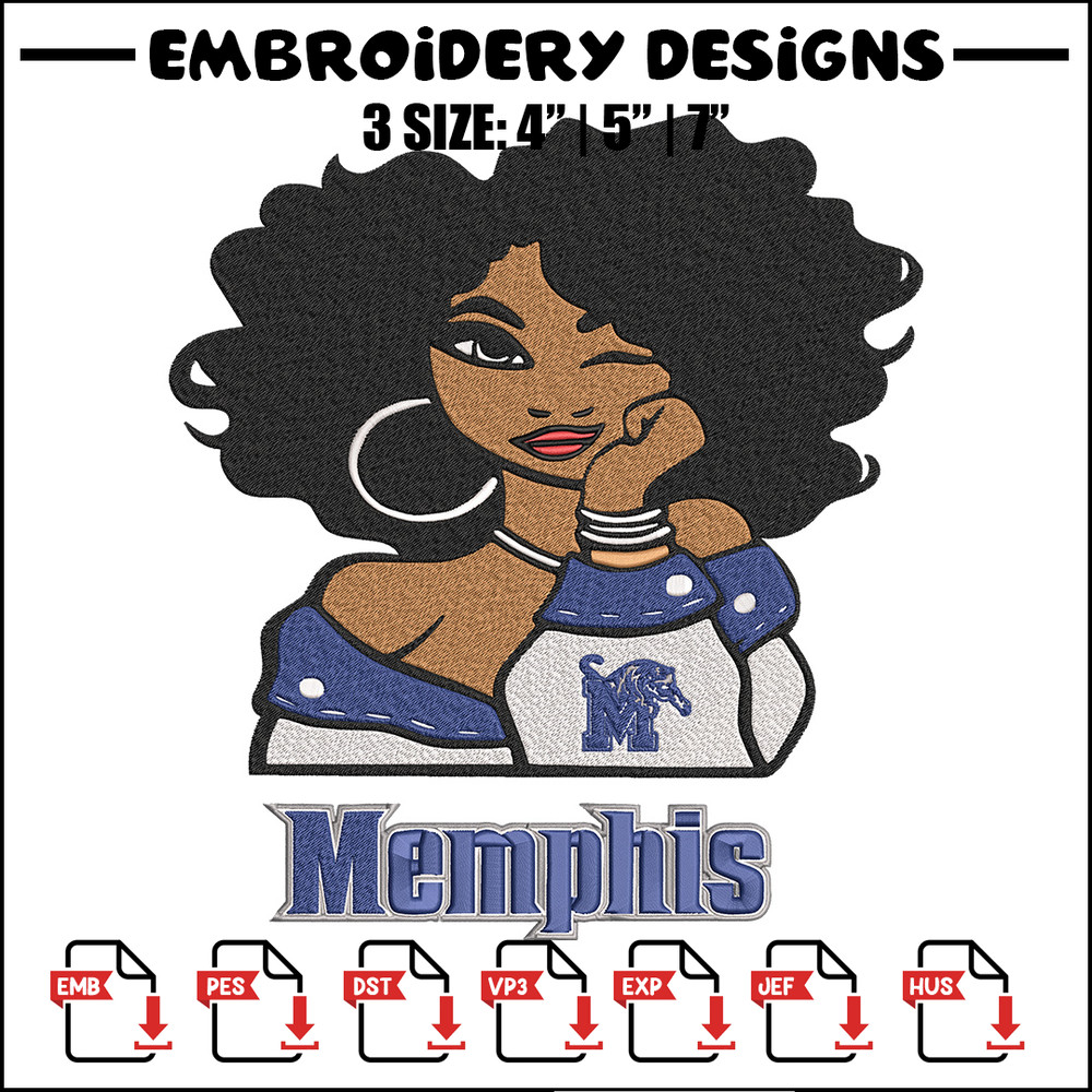 Memphis Tigers girl embroidery design, NCAA embroidery, Embroidery design, Logo sport embroidery, Sport embroidery.jpg