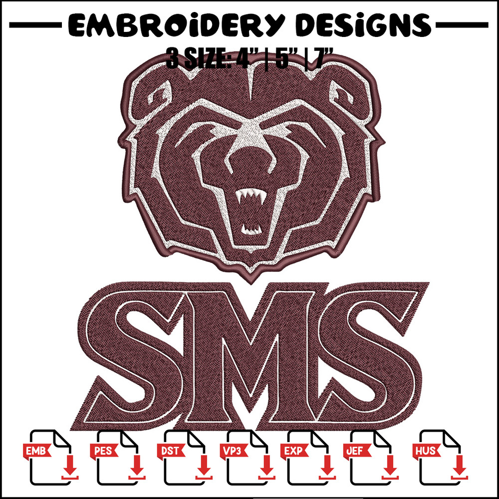 Missouri State logo embroidery design, College embroidery, Sport embroidery, logo sport embroidery, Embroidery design.jpg