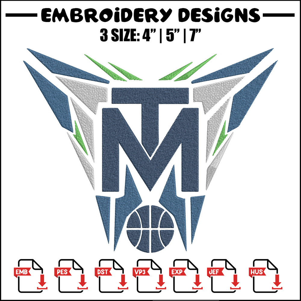 Timberwolves basketball embroidery design, NBA embroidery, Sport embroidery, Embroidery design, Logo sport embroidery.jpg