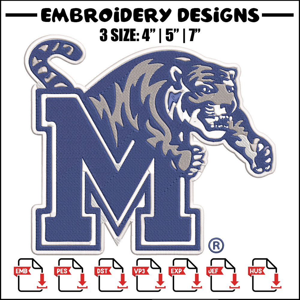 University of Memphis Logo embroidery design, NCAA embroidery, Sport embroidery, logo sport embroidery,Embroidery design.jpg
