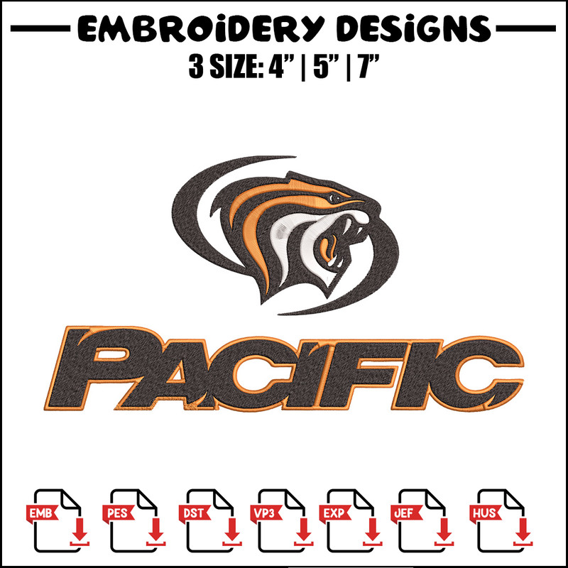 University of Pacific logo embroidery design, NCAA embroidery, Sport embroidery,logo sport embroidery,Embroidery design..jpg