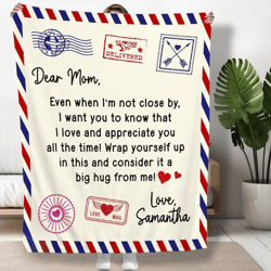 to my mom blanket letter to mom gift, mothers day gift from daughter kids, personalized mom birthday gift mommy airmail