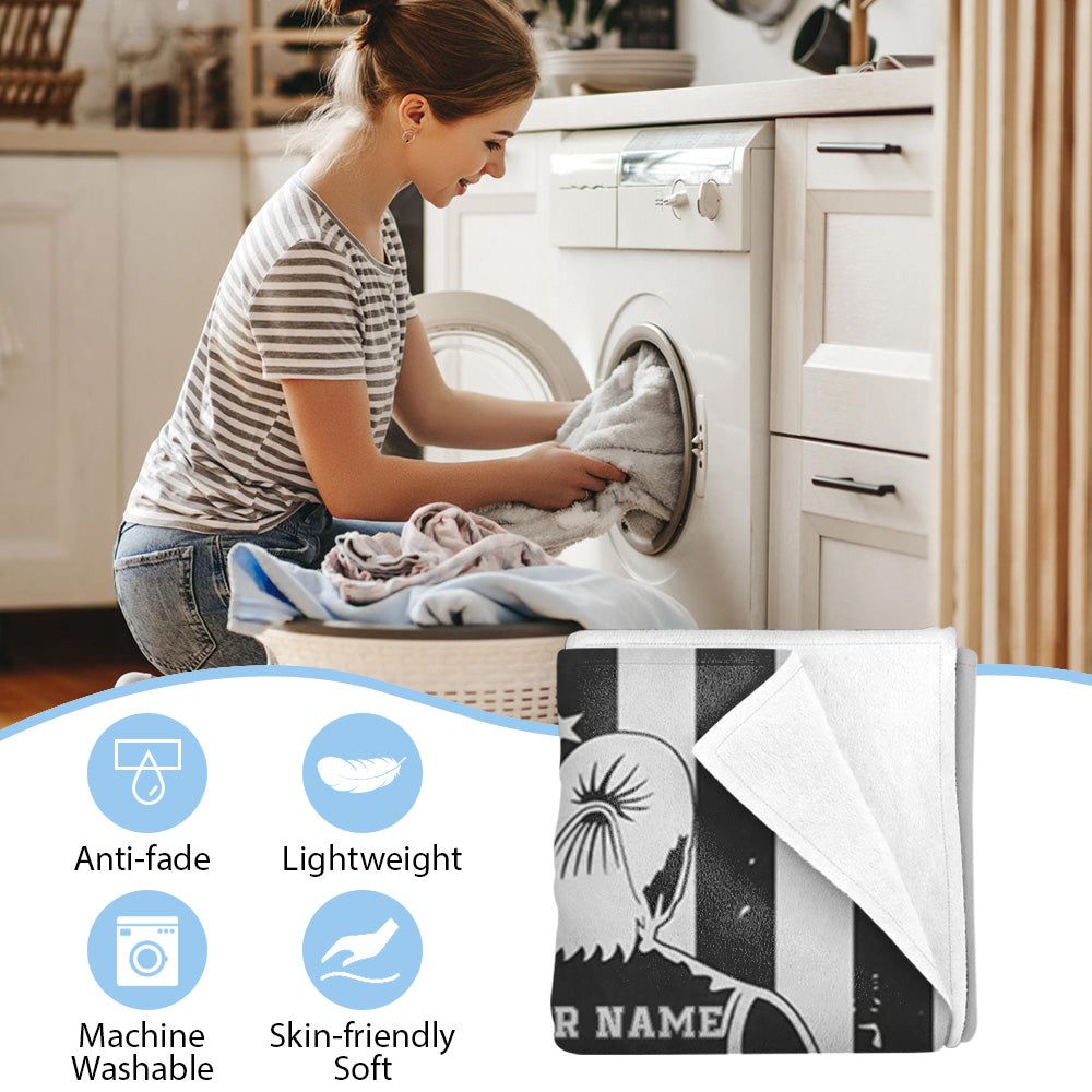 Custom Blanket Gift For Volleyball Player Personalized Gifts For Volleyball Lovers Volleyball American Flag Blanket 3