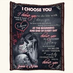 i choose you to do life with hand in hand kissing blanket gift for couple