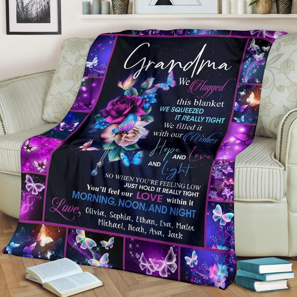 We Hugged This Blanket We Squeezed It Really Tight Purple Butterfly Custom Blanket Gift For Grandmas 2