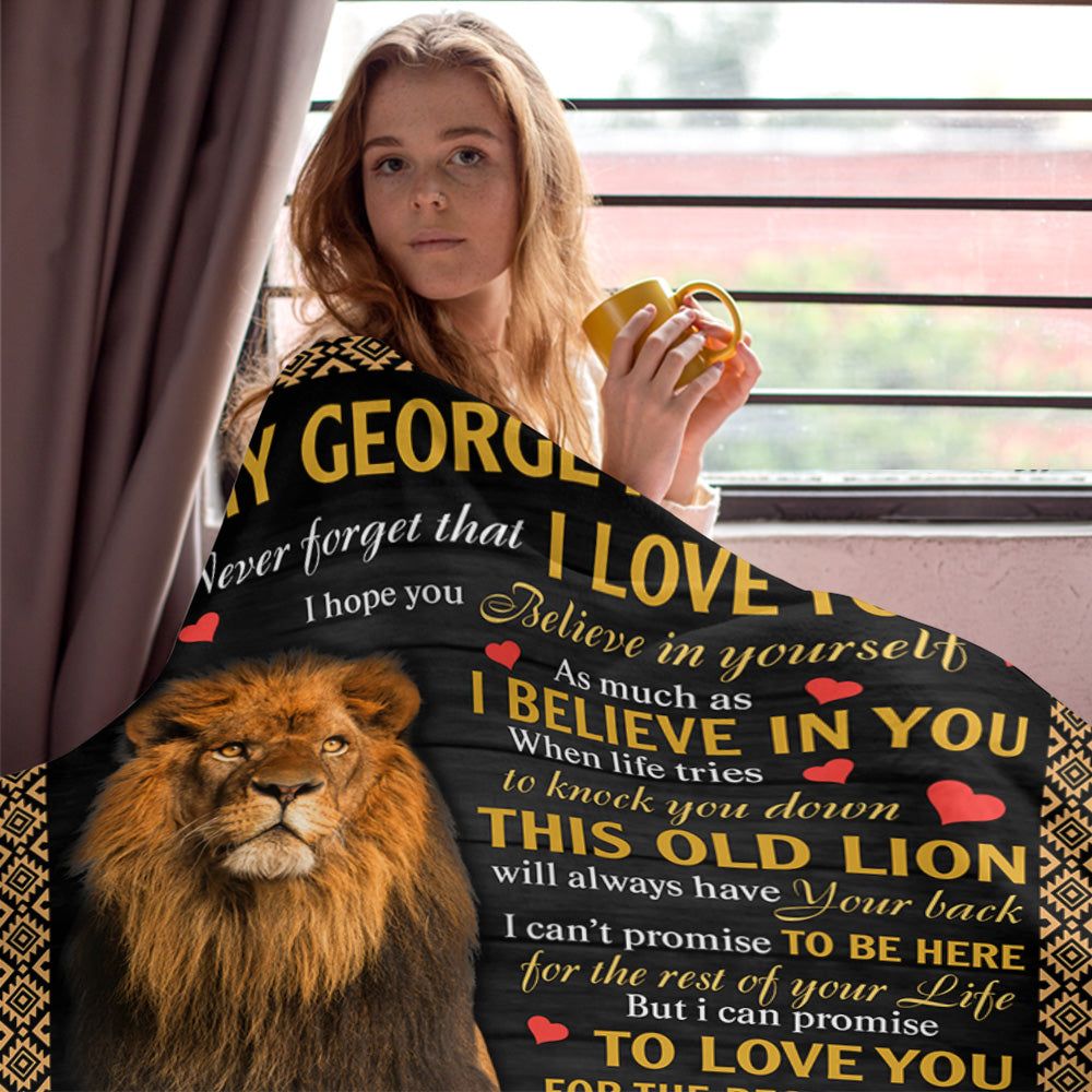 To My Granddaughter Never Forget That I Love You Lion Hug Custom Blanket Gift For Granddaughter 1
