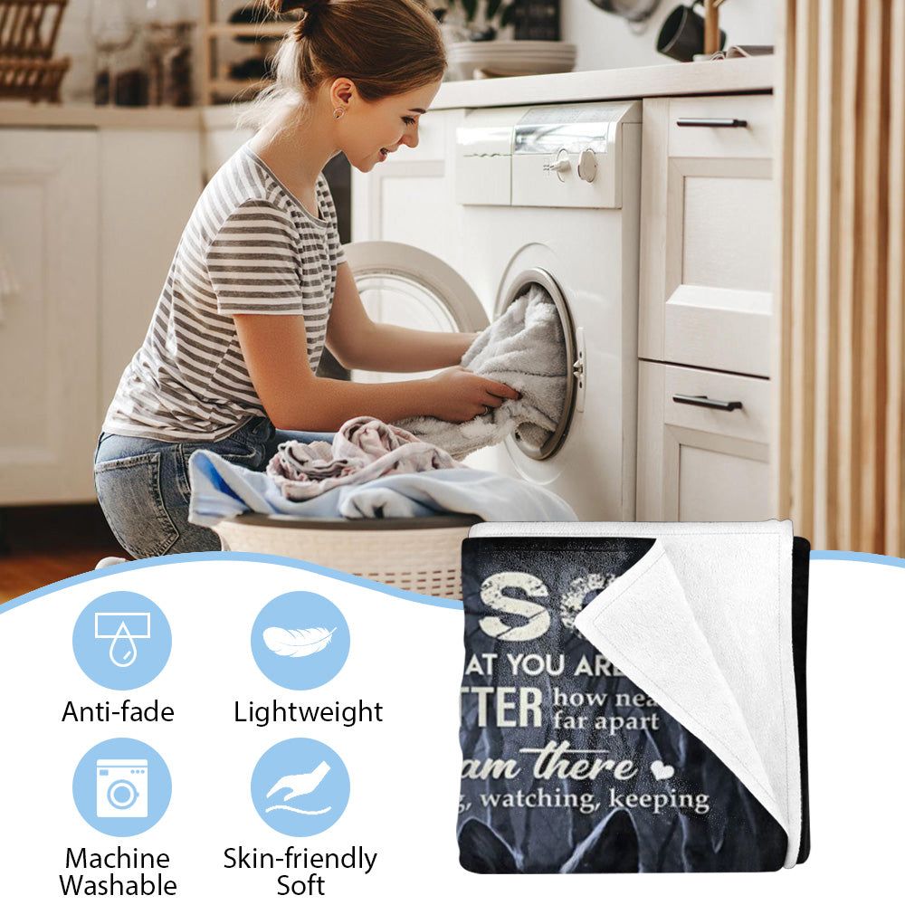 To My Son Never Feel That You Are Alone Black Wolf Custom Blanket Gift For Son 2