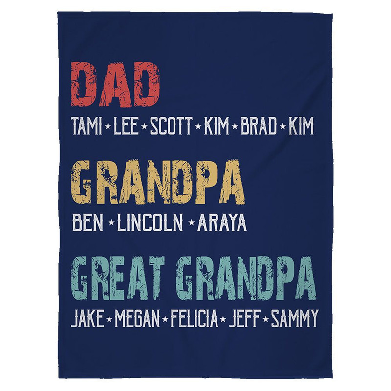 Dad Grandpa Great Grandpa Vintage Custom Name Blanket Gift For Grandpa 1