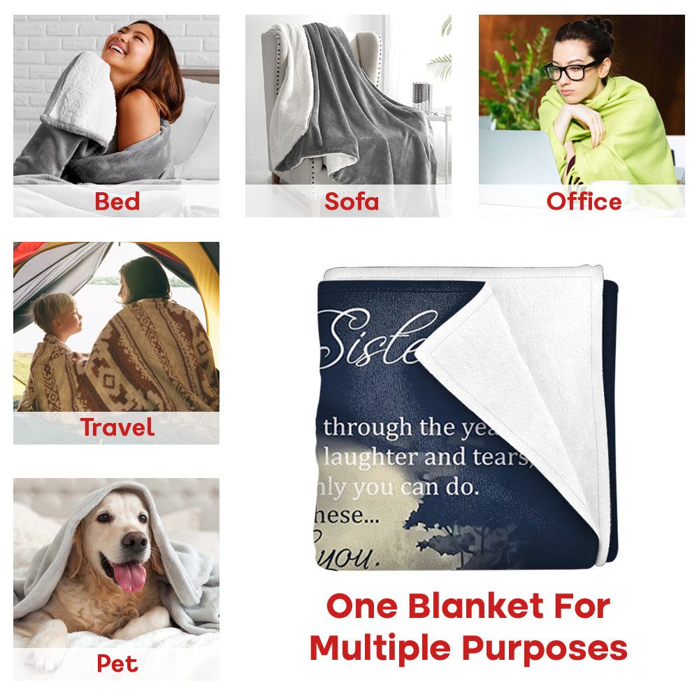 For Happy Times Shared Through The Years Hand In Hand Custom Blanket Gift For Sisters 3