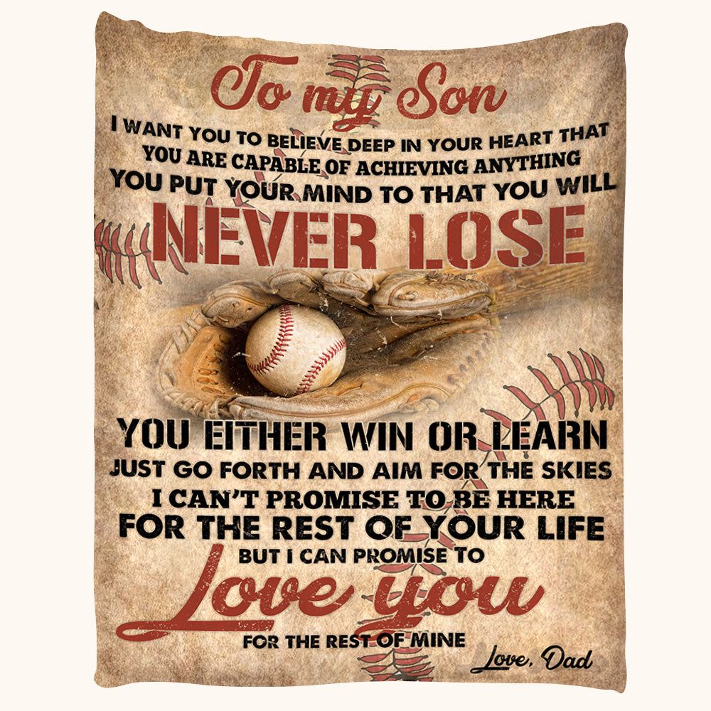 To My Son I Want You To Believe Deep In Your Heart Baseball Custom Blanket For Son 0