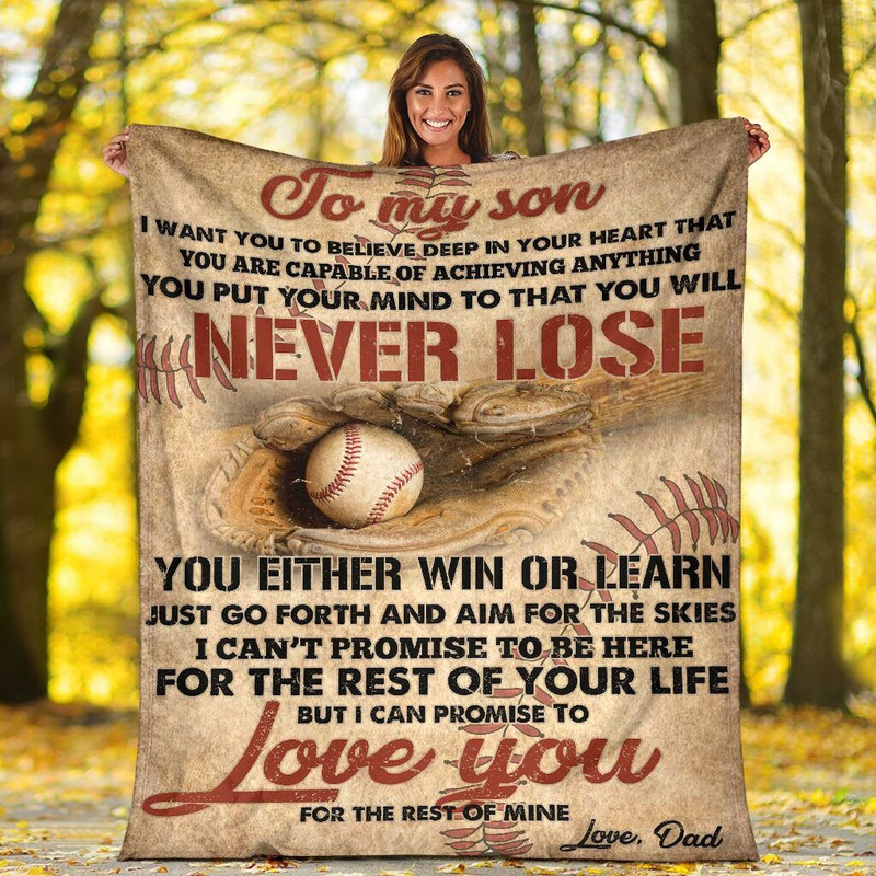 To My Son I Want You To Believe Deep In Your Heart Baseball Custom Blanket For Son 1