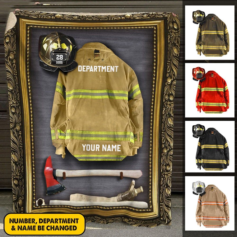 Firefighter Armor Clothes And Helmet Custom Blanket Gift For Firefighter Fireman 1