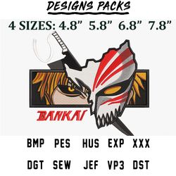 Ichigo's Bankai Sword Mask Face Bleach Anime Embroidery Design