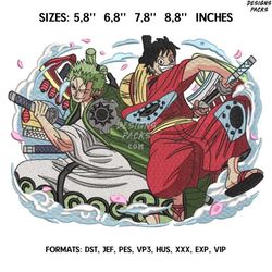 zoro and luffy embroidery design