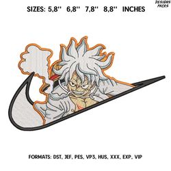 swoosh luffy 5 gear one piece anime embroidery design