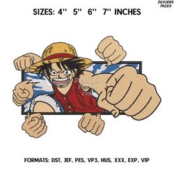 monkey d luffy punch embroidery design