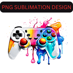 Game Multicolor Controller on Colorful Graffiti Background Digital Files PNG Playstation Controller