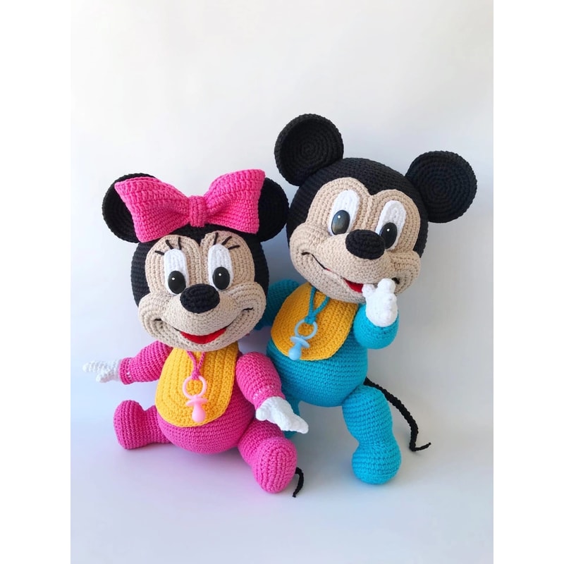 Digital Download PDF Crochet Pattern Babies Mickey And Minnie Mouse DIY Amigurumi Toy Tutorial 0