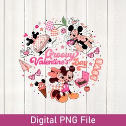 retro groovy valentine's day png, mickey valentine png, minnie valentine png, love disney png, xoxo disney png, gift png