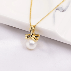domestically produced 14k gold injection empty holder plating gold process bow knot pendant necklace temperament diy