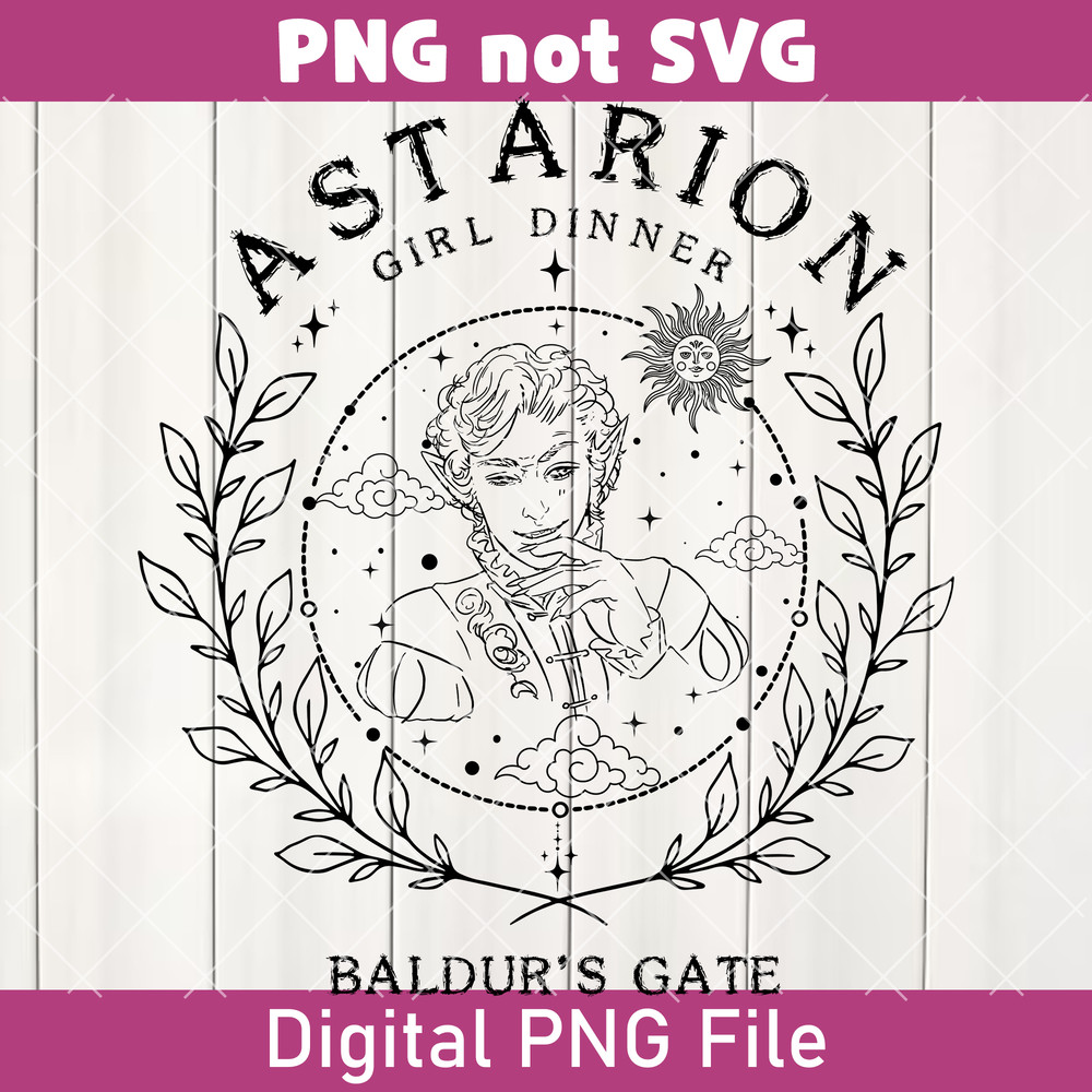 Astarion PNG Baldurs Gate 3 Astarion Vintage PNG Astarion High Elf Vampire PNG BG3 Merch Karlach PNG Gamer Gift PNG 0