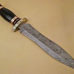 north american knives 12-inch damascus steel knife – handmade collectible blade with wood/bone handle & sheath