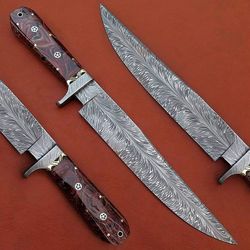 north american knives handmade damascus steel survival hunting knife – full tang, outdoor tactical with leather sheath
