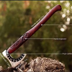 north american knives heavy duty carbon steel axe – full tang outdoor tool for chopping, camping, survival & bushcraft